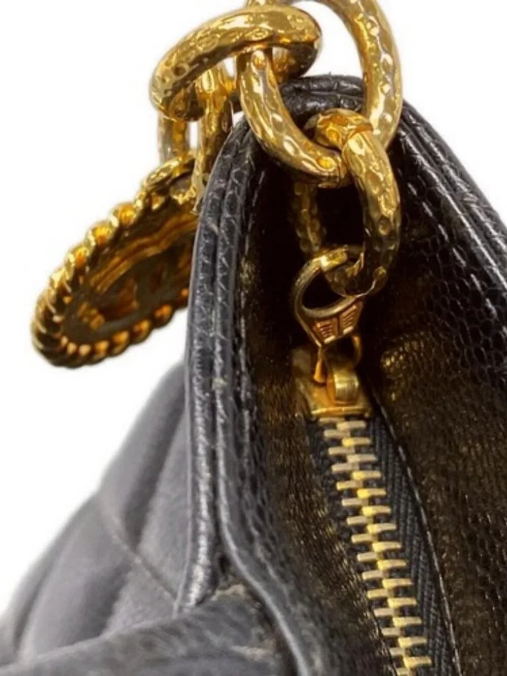 CHANEL Caviar Medallion Tote Black Calfskin Tote Bag Gold hardware